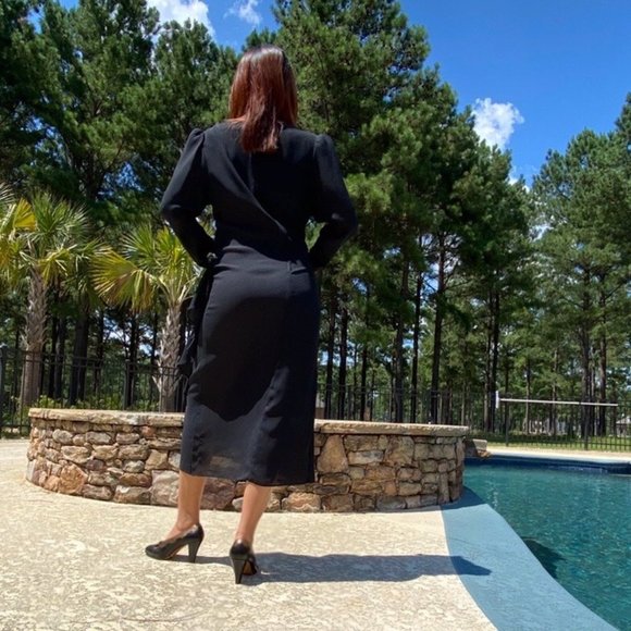 ATTENDING YOUR FUNERAL DRAPE-Y GOTH 80s DRESS - Picture 3 of 4